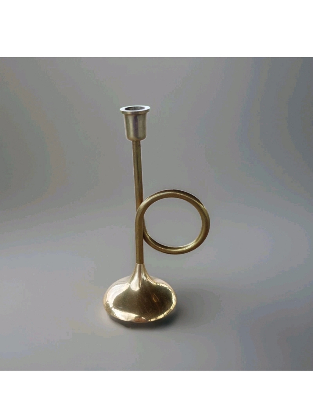 Brass Bugle Horn Candle Holder Apprx 5" Christmas Decor Church Wedding